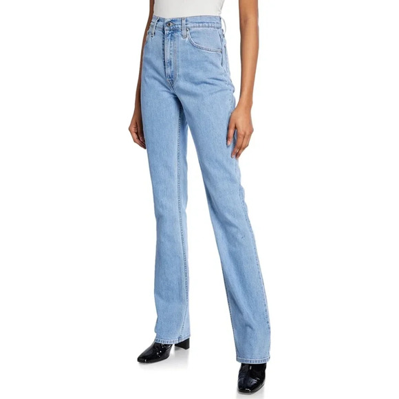 HELMUT LANG Femme Hi Boot Cut Flare Jeans Light Stone Blue 25 - Picture 1 of 14